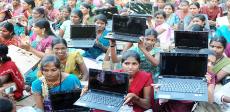What has happened to the free laptops distribution scheme in TN now?