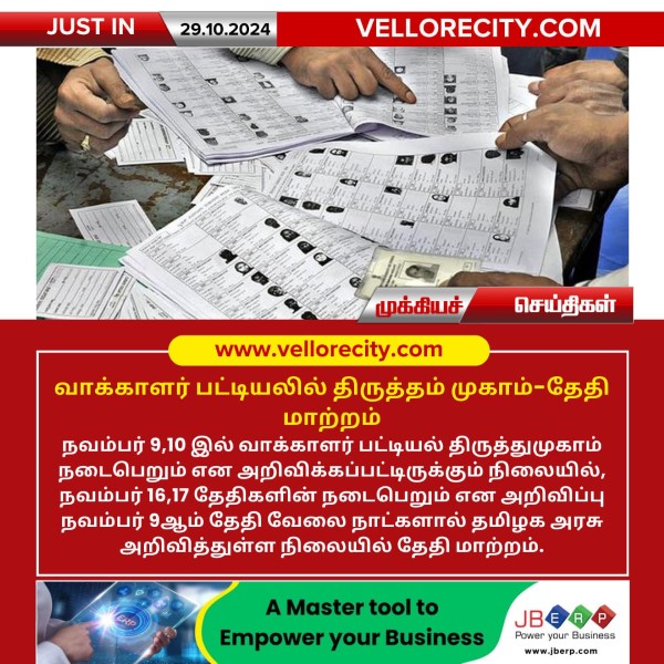 வாக்காளர் பட்டியலில் திருத்தம் முகாம்-தேதி மாற்றம்