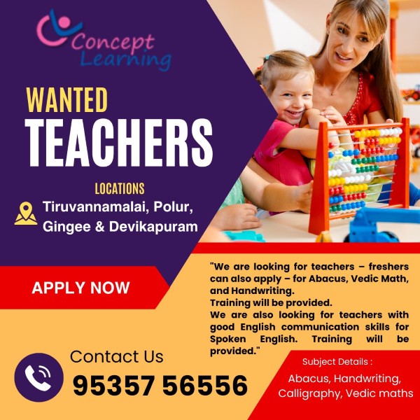 Teaching Opportunities Open at Concept Learning – Freshers Welcome