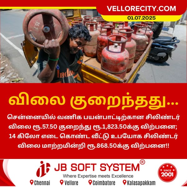 வணிக பயன்பாட்டிற்கான சிலிண்டர் விலை குறைப்பு!