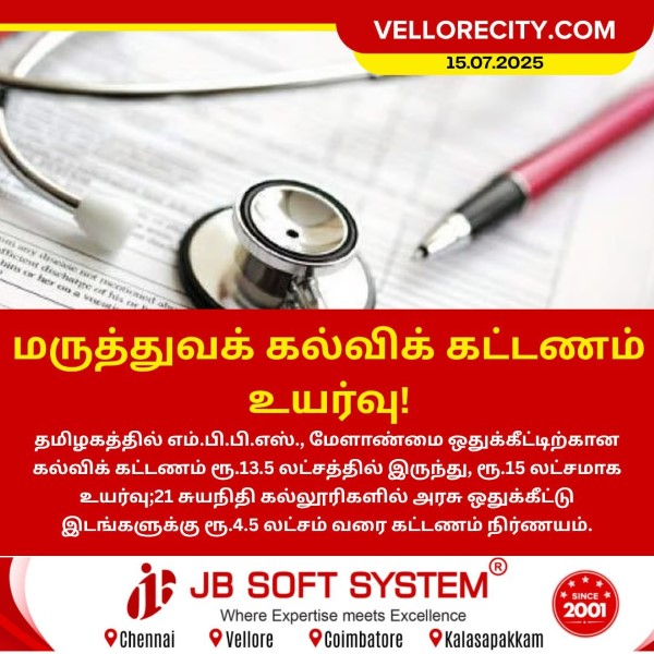 மருத்துவக் கல்விக் கட்டணம் உயர்வு!