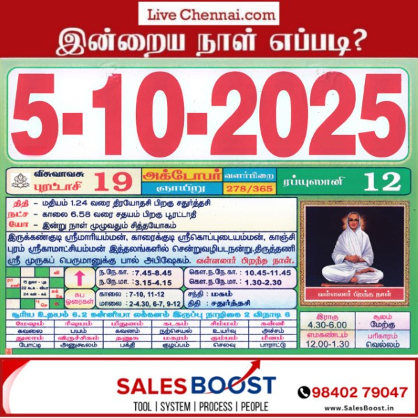 Auspicious (Nalla Neram) time today (Oct 05th)