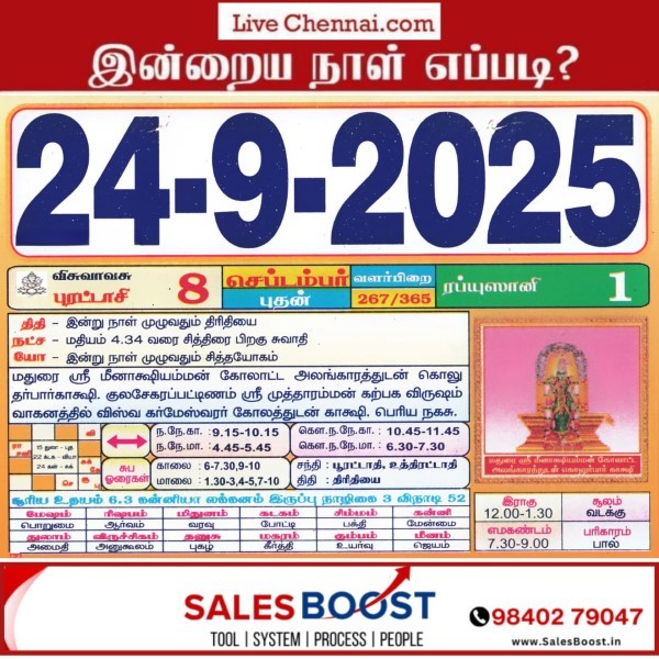 Auspicious (Nalla Neram) time today (Sep 24th)