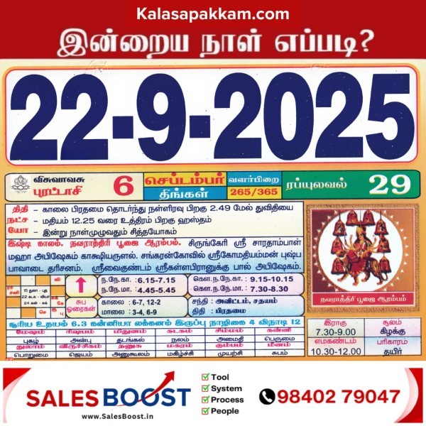 Auspicious (Nalla Neram) time today (Sep 22nd)