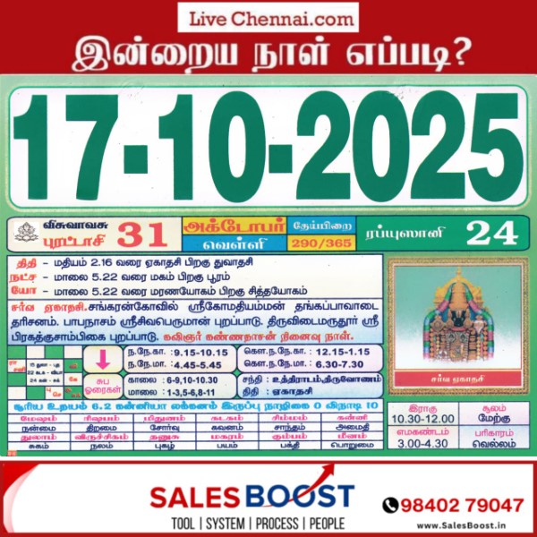 Auspicious (Nalla Neram) time today (Oct 17th)