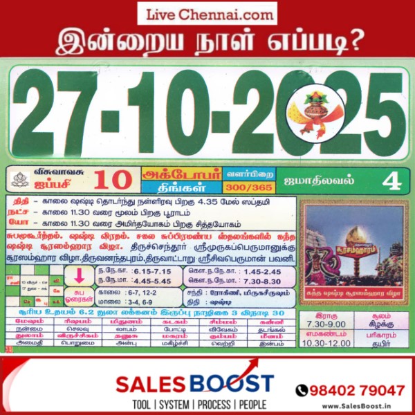 Auspicious (Nalla Neram) time today (Oct 27th)
