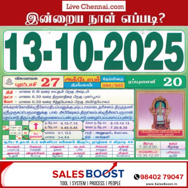 Auspicious (Nalla Neram) time today (Oct 13th)