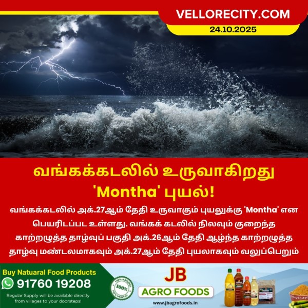 வங்கக்கடலில் உருவாகிறது ‘Montha’ புயல்!