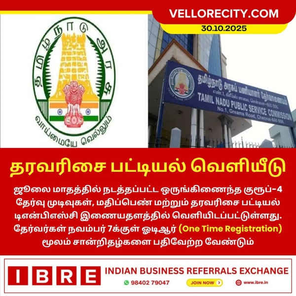 தரவரிசை பட்டியல் வெளியீடு!