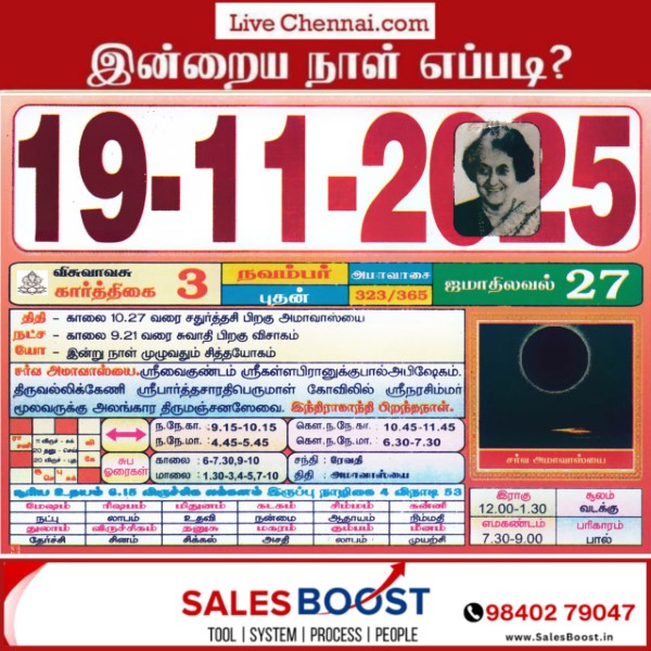 Auspicious (Nalla Neram) time today (Nov 19th)