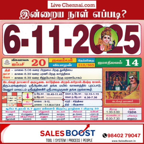Auspicious (Nalla Neram) time today (Nov 06th)
