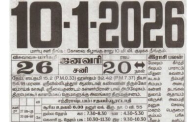 Auspicious (Nalla Neram) time today (Jan 10th)