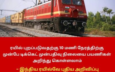 ரயில் புறப்படுவதற்கு 10 மணி நேரத்திற்கு முன்பே டிக்கெட் வெளியாகும்!