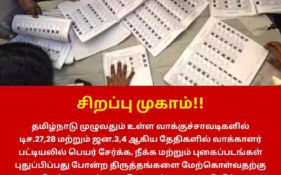 வாக்காளர் பட்டியல் திருத்தத்திற்கு சிறப்பு முகாம்!