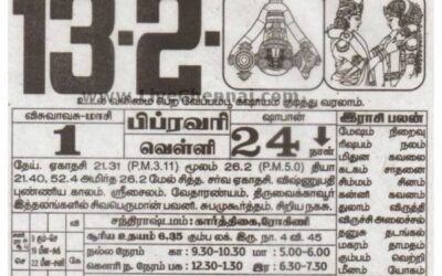 Auspicious (Nalla Neram) time today (Feb 13rd)