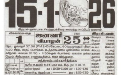 Auspicious (Nalla Neram) time today (Jan 15th)