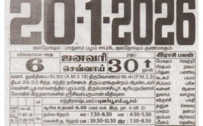 Auspicious (Nalla Neram) time today (Jan 20th)