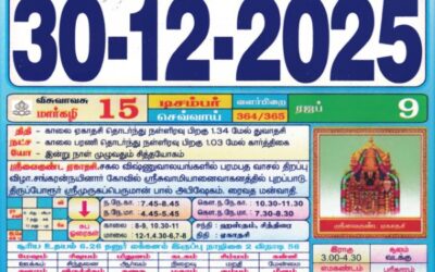Auspicious (Nalla Neram) time today (Dec 30th)