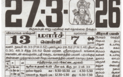 Auspicious (Nalla Neram) time today (Mar 27th)