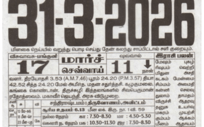 Auspicious (Nalla Neram) time today (Mar 31st)