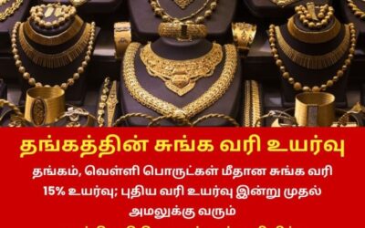 தங்கத்தின் சுங்க வரி உயர்வு!