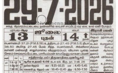 Auspicious (Nalla Neram) time today (July 29th)