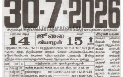 Auspicious (Nalla Neram) time today (July 30th)