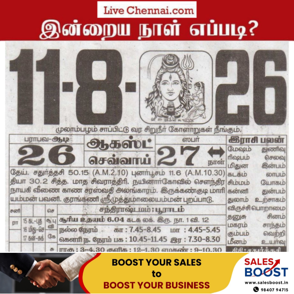 Auspicious (Nalla Neram) time today (Aug 11th)