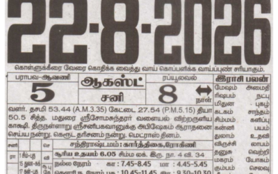 Auspicious (Nalla Neram) time today (Aug 22nd)